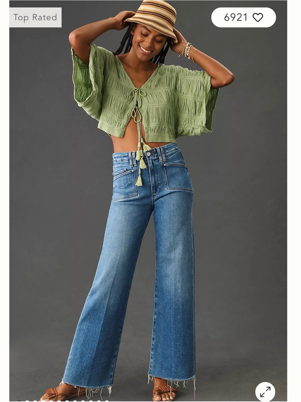 Paige Anessa High Rise Wide Leg Cropped Women Jeans - Blue